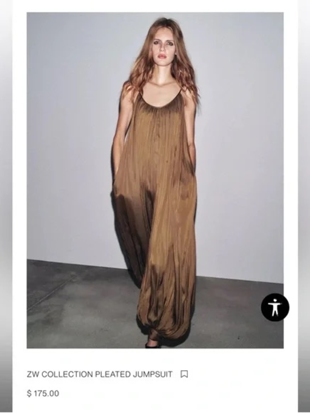ZARA ZW COLLECTION PLEATED JUMPSUIT TOBACCO NEW SS25 SIZE M